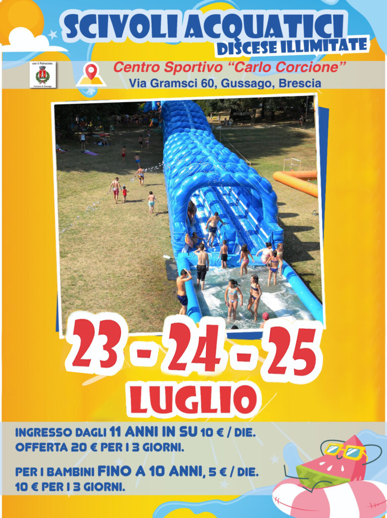 evento scivolo acqua 23 - 24 -25